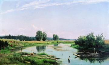 Landschaft Werke - Landschaft mit See 1886 Ivan Ivanovich grün